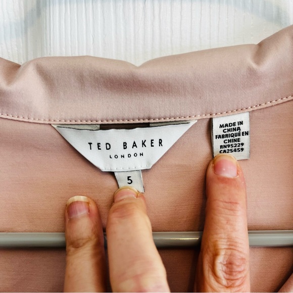 Ted Baker Avereye Rose Light Pink Blouse Batwing Popover Size 12/14 - Picture 9 of 11